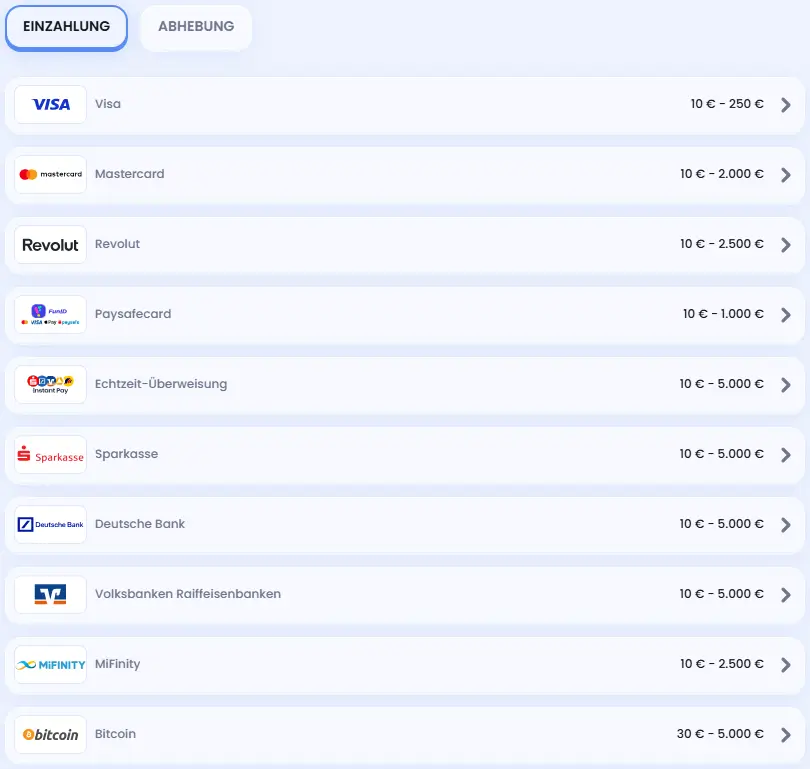 Einzahlungsmethoden im CasinoLab Online Casino