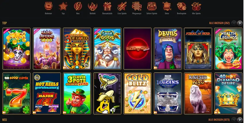 Spielauswahl bei den Slots im Gransino Casino