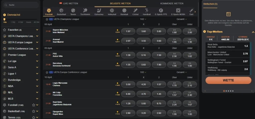 Sportwetten im Gransino Online Casino