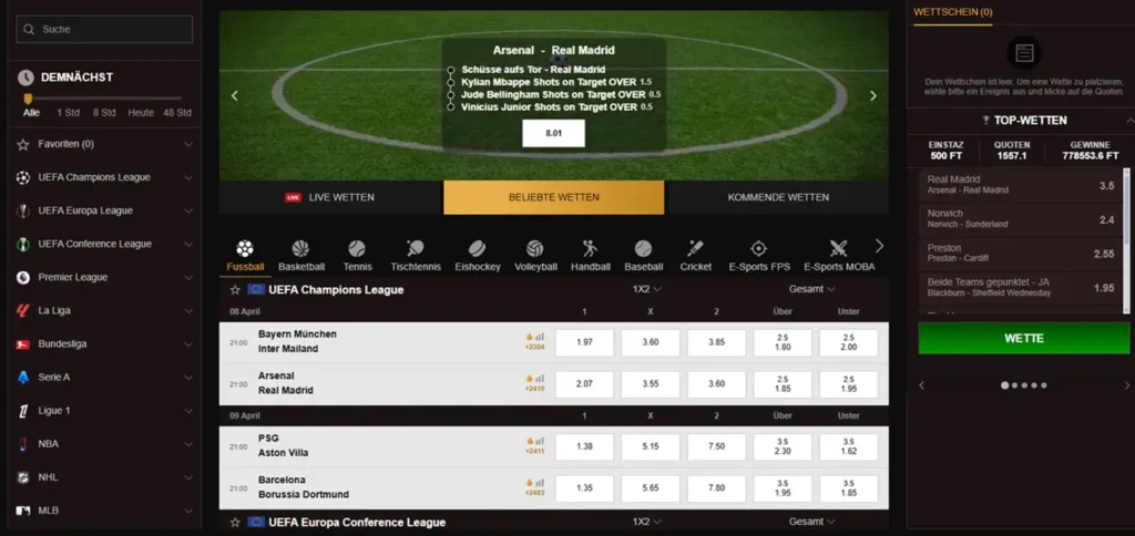 Sportwetten im Legiano Online Casino