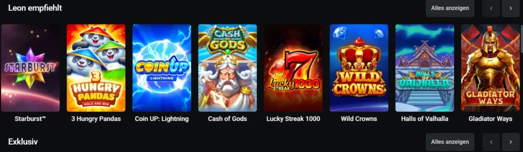 Spielautomaten im Leonbet Online Casino