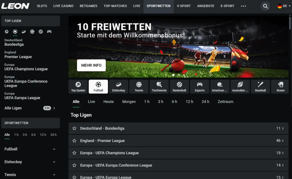 Sportwetten im Leonbet Online Casino