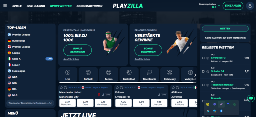 Sportwetten im PlayZilla Online Casino