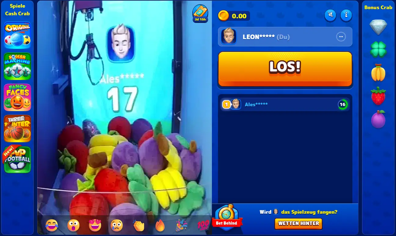 Voller Automat im Spiel Bonus Crab