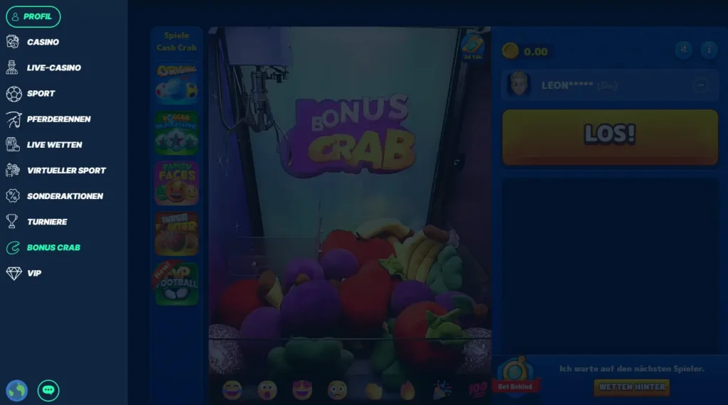 Bonus Crab Spiel im PlayZilla Online Casino