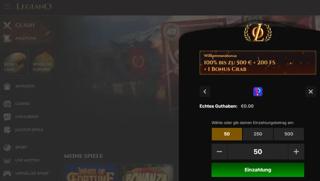 Einzahlung via Fun ID im Online Casino Legiano